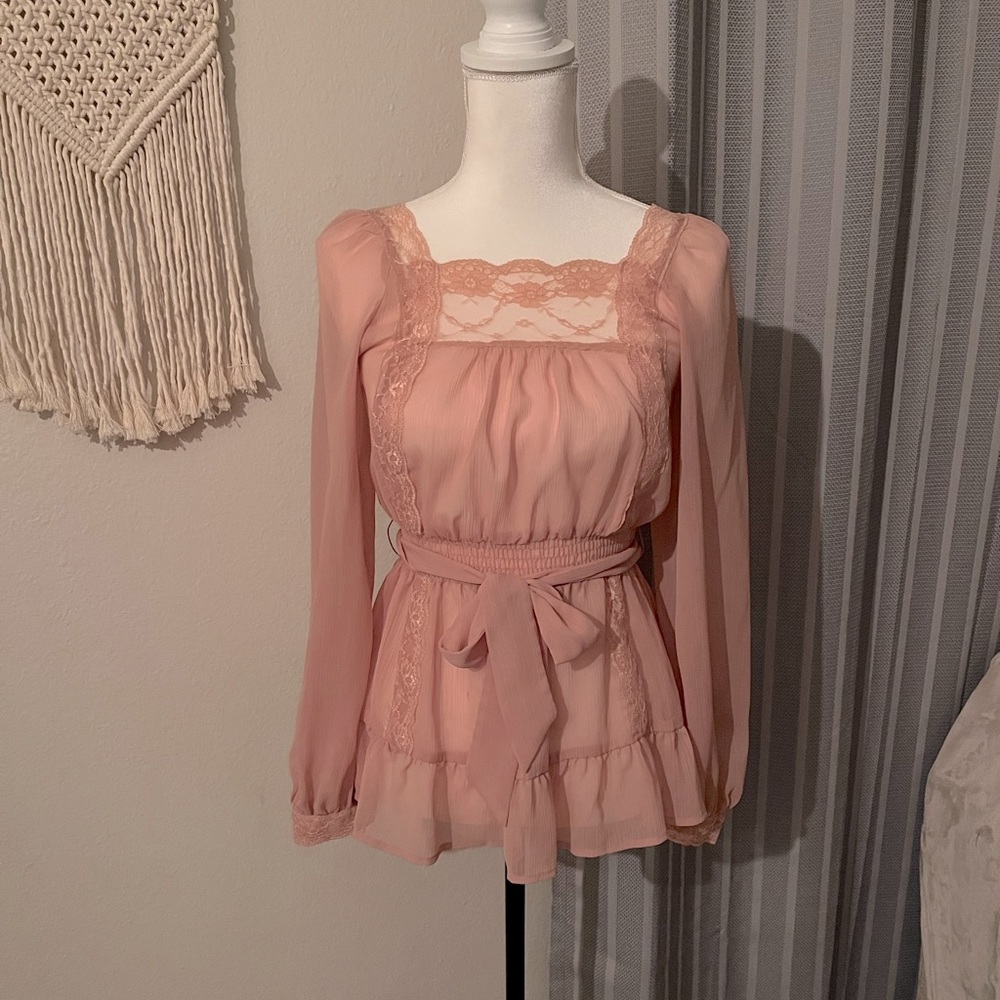 Candie’s Pink blush peasant top